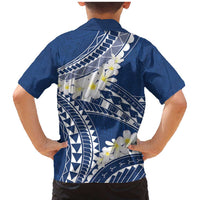 Polynesian Vintage Floral Family Matching Mermaid Dress and Hawaiian Shirt Navy Blue Motifs LT7 - Polynesian Pride