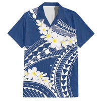 Polynesian Vintage Floral Family Matching Off Shoulder Short Dress and Hawaiian Shirt Navy Blue Motifs LT7 Dad's Shirt - Short Sleeve Navy Blue - Polynesian Pride