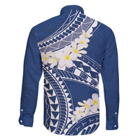 Polynesian Vintage Floral Family Matching Off Shoulder Short Dress and Hawaiian Shirt Navy Blue Motifs LT7 - Polynesian Pride