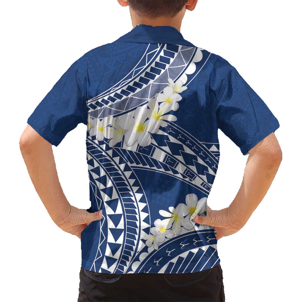 Polynesian Vintage Floral Family Matching Puletasi and Hawaiian Shirt Navy Blue Motifs LT7 - Polynesian Pride
