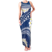 Polynesian Vintage Floral Family Matching Tank Maxi Dress and Hawaiian Shirt Navy Blue Motifs - Polynesian Pride