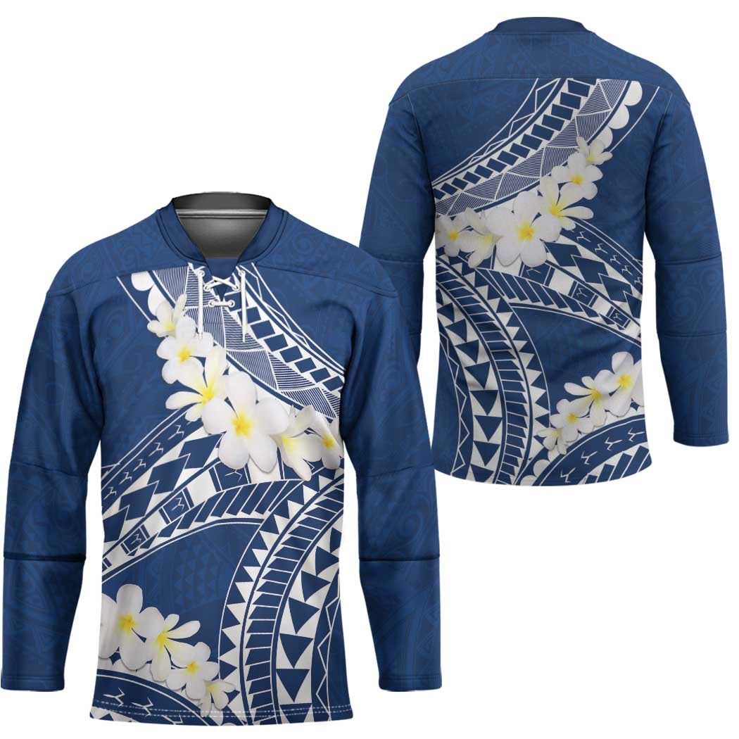Polynesian Vintage Floral Hockey Jersey Navy Blue Motifs - Polynesian Pride
