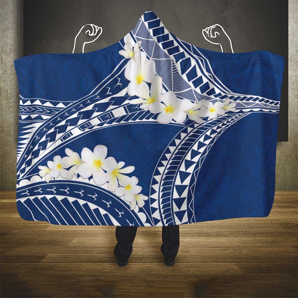Polynesian Vintage Floral Hooded Blanket Navy Blue Motifs - Polynesian Pride