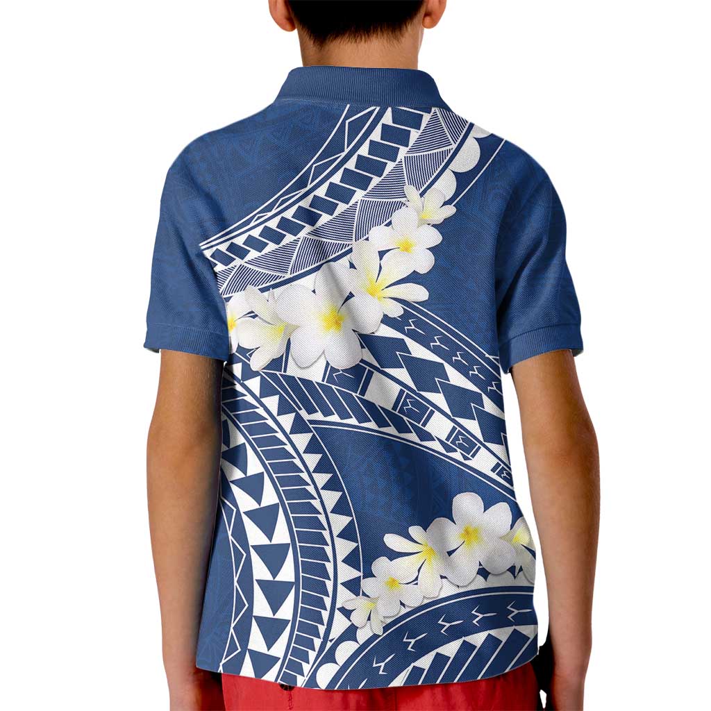 Polynesian Vintage Floral Kid Polo Shirt Navy Blue Motifs - Polynesian Pride