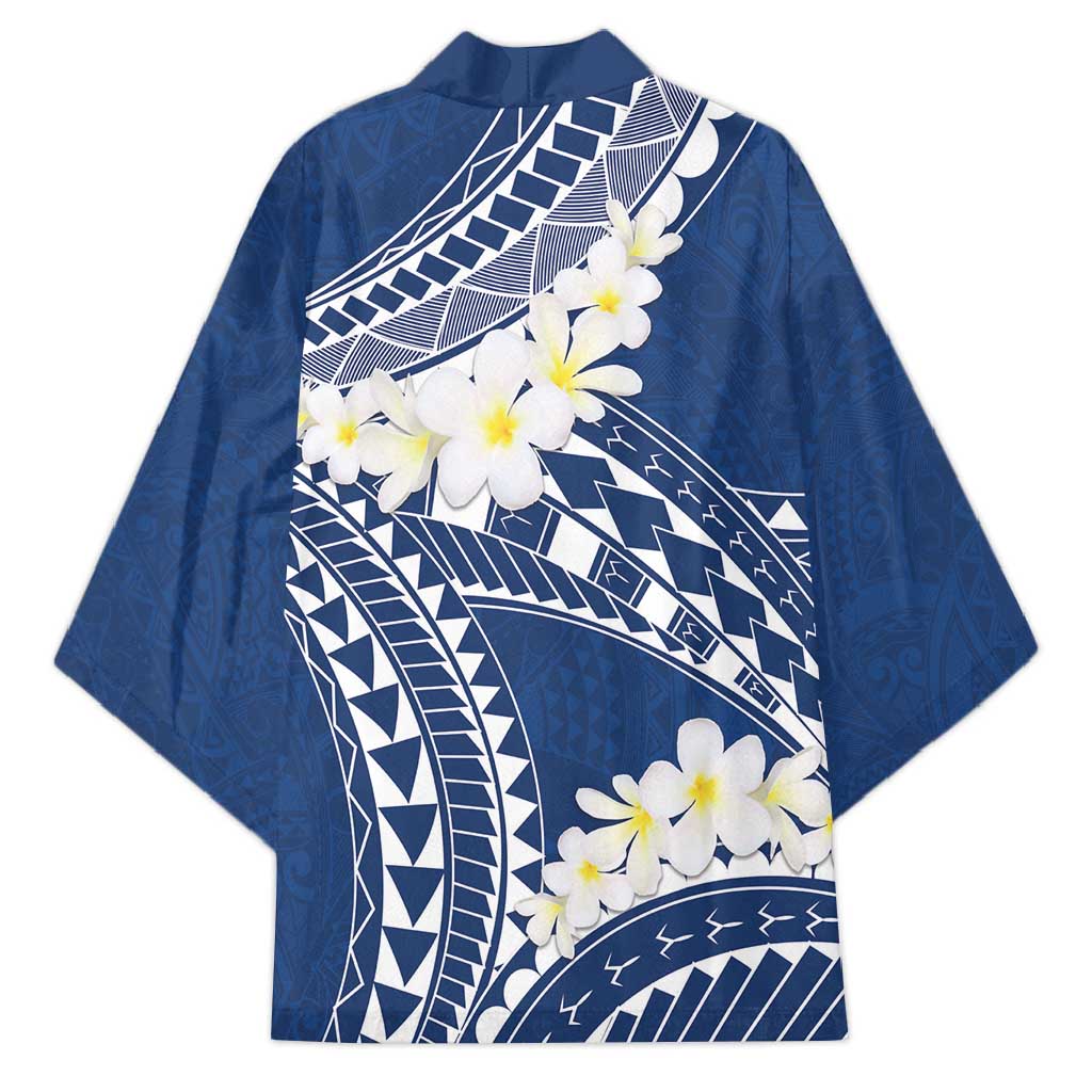 Polynesian Vintage Floral Kimono Navy Blue Motifs - Polynesian Pride