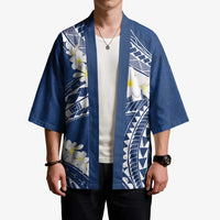 Polynesian Vintage Floral Kimono Navy Blue Motifs - Polynesian Pride
