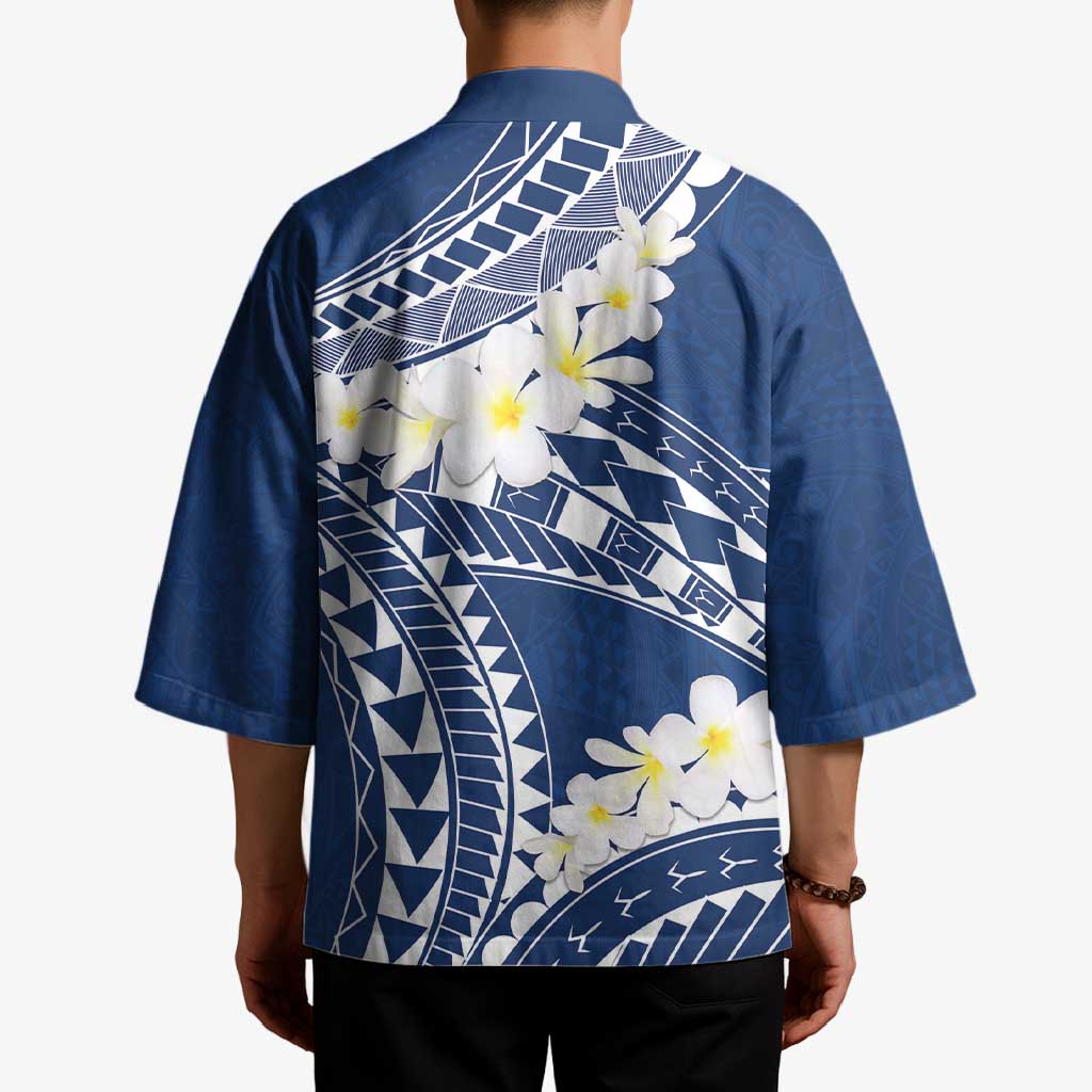 Polynesian Vintage Floral Kimono Navy Blue Motifs - Polynesian Pride