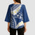 Polynesian Vintage Floral Kimono Sleeve Blouse Navy Blue Motifs - Polynesian Pride