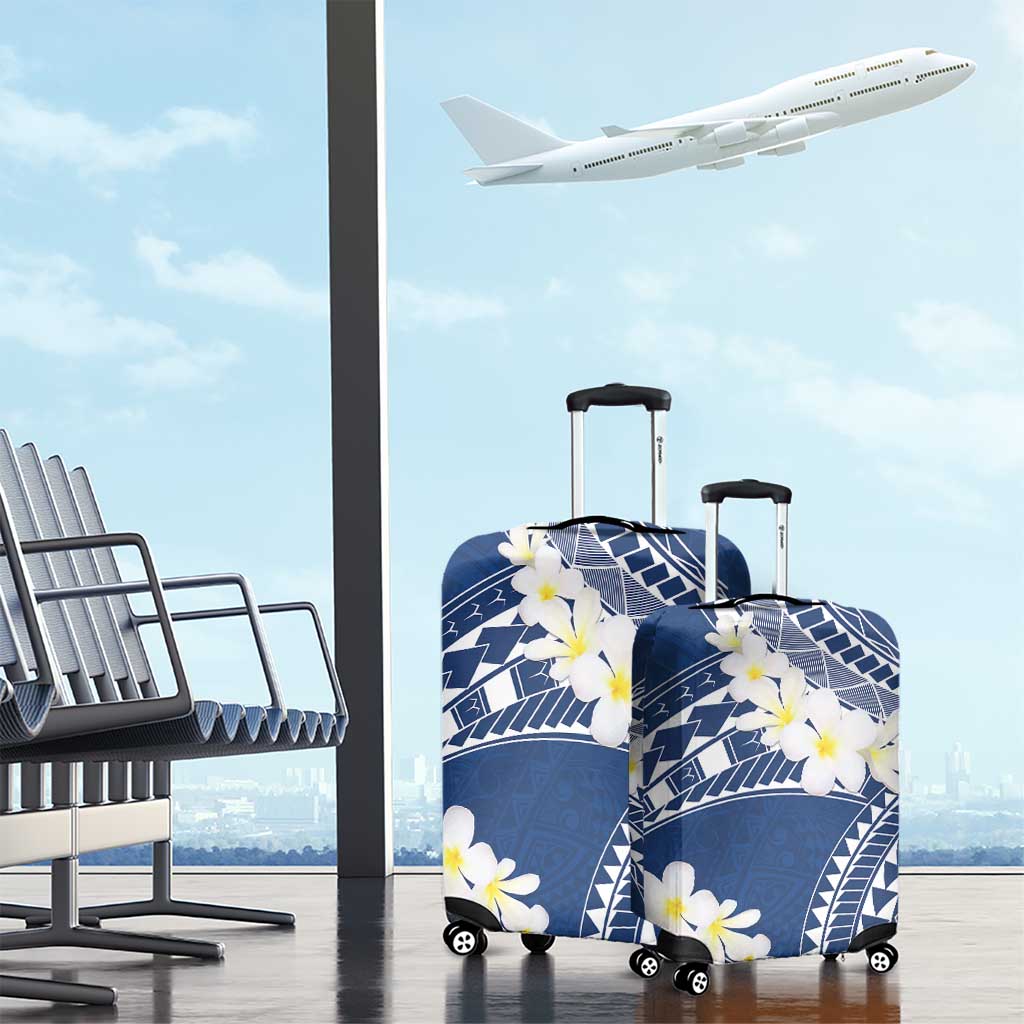 Polynesian Vintage Floral Luggage Cover Navy Blue Motifs - Polynesian Pride