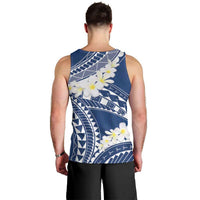 Polynesian Vintage Floral Men Tank Top Navy Blue Motifs - Polynesian Pride