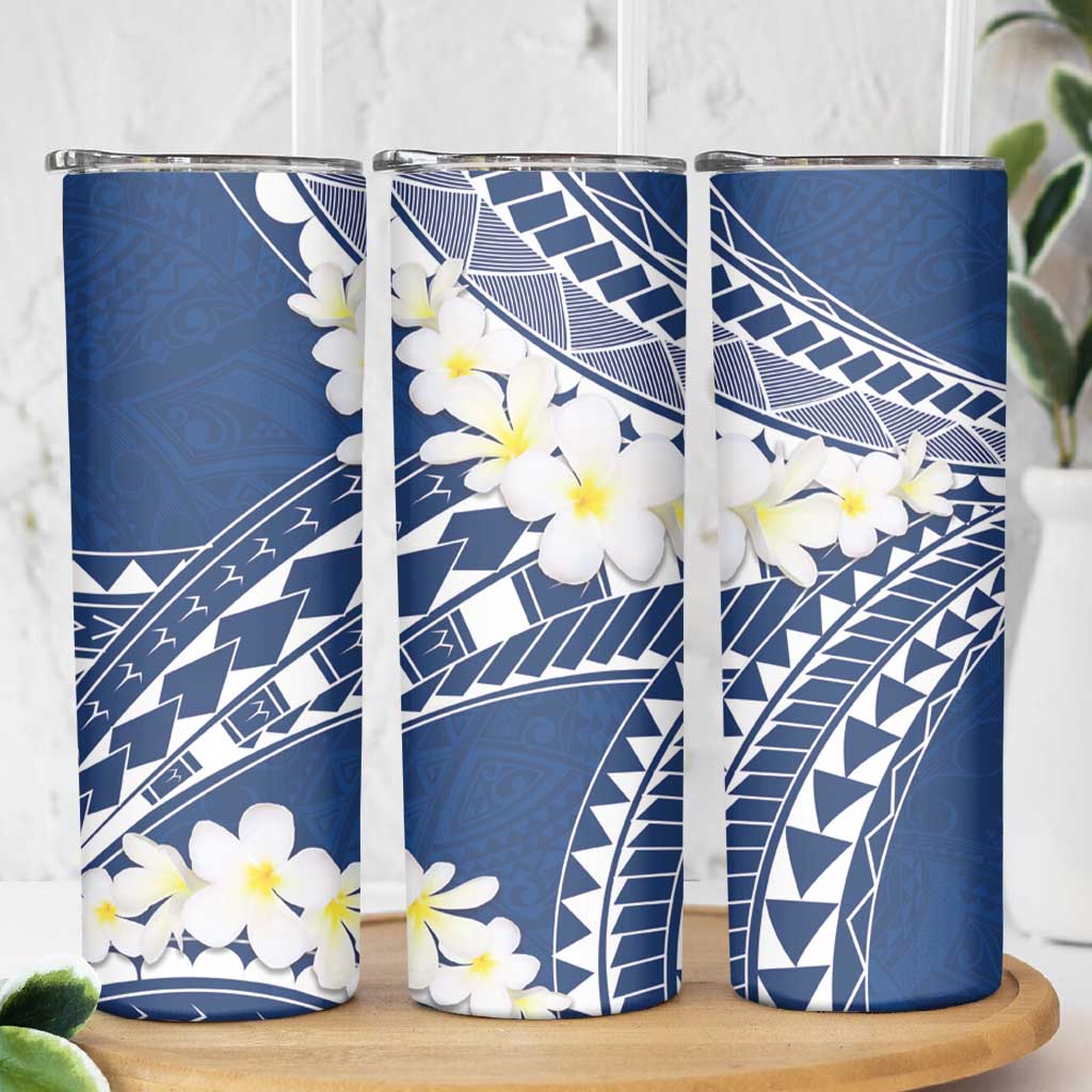 Polynesian Vintage Floral Skinny Tumbler Navy Blue Motifs - Polynesian Pride