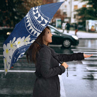 Polynesian Vintage Floral Umbrella Navy Blue Motifs - Polynesian Pride