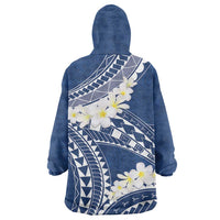 Polynesian Vintage Floral Wearable Blanket Hoodie Navy Blue Motifs - Polynesian Pride