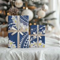 Polynesian Vintage Floral Wrapping Paper Navy Blue Motifs