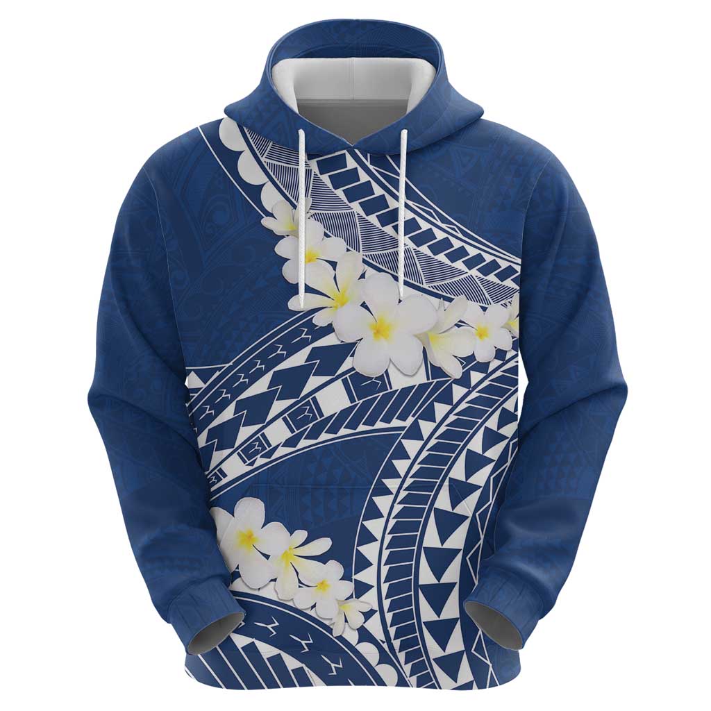 Polynesian Vintage Floral Zip Hoodie Navy Blue Motifs - Polynesian Pride