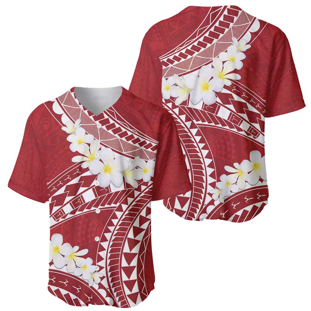 Polynesian Vintage Floral Baseball Jersey Scarlet Motifs - Polynesian Pride
