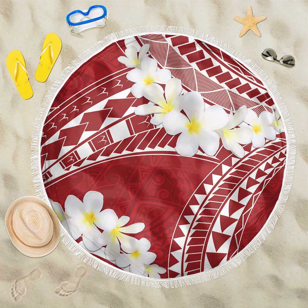 Polynesian Vintage Floral Beach Blanket Scarlet Motifs - Polynesian Pride