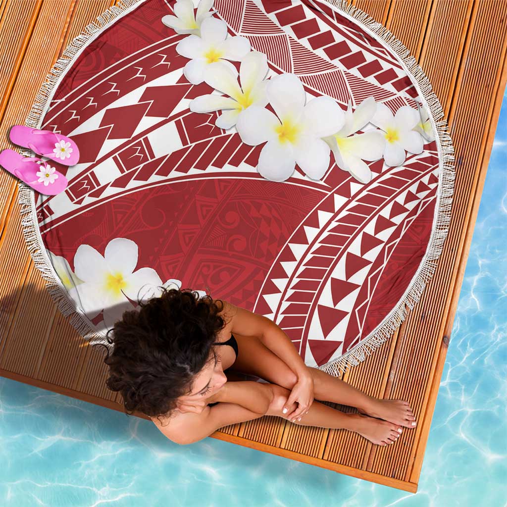 Polynesian Vintage Floral Beach Blanket Scarlet Motifs - Polynesian Pride