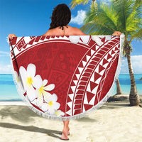 Polynesian Vintage Floral Beach Blanket Scarlet Motifs - Polynesian Pride