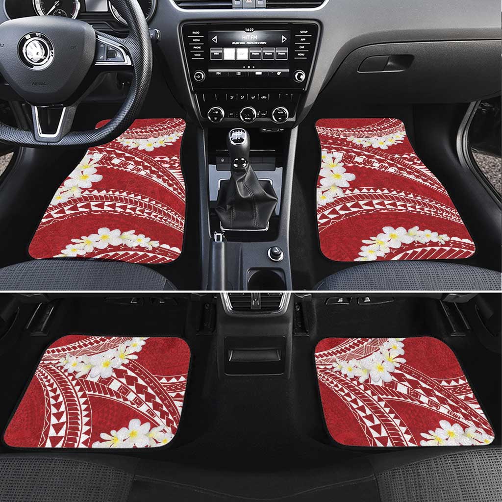 Polynesian Vintage Floral Car Mats Scarlet Motifs LT7 Set 4pcs Scarlet - Polynesian Pride