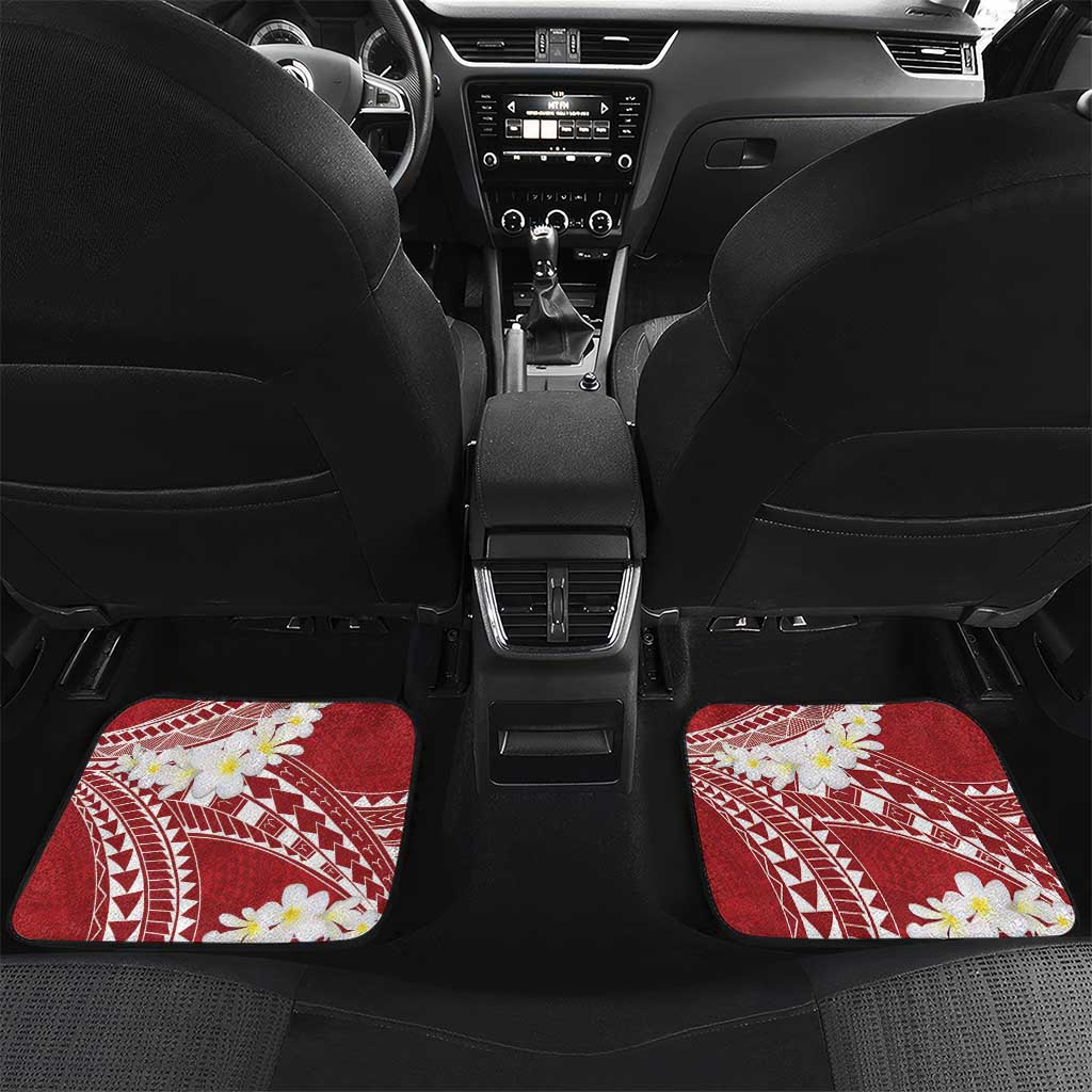 Polynesian Vintage Floral Car Mats Scarlet Motifs LT7 Set 2pcs - Back Scarlet - Polynesian Pride