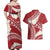 Polynesian Vintage Floral Couples Matching Off Shoulder Maxi Dress and Hawaiian Shirt Scarlet Motifs - Polynesian Pride