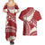 Polynesian Vintage Floral Couples Matching Summer Maxi Dress and Hawaiian Shirt Scarlet Motifs - Polynesian Pride