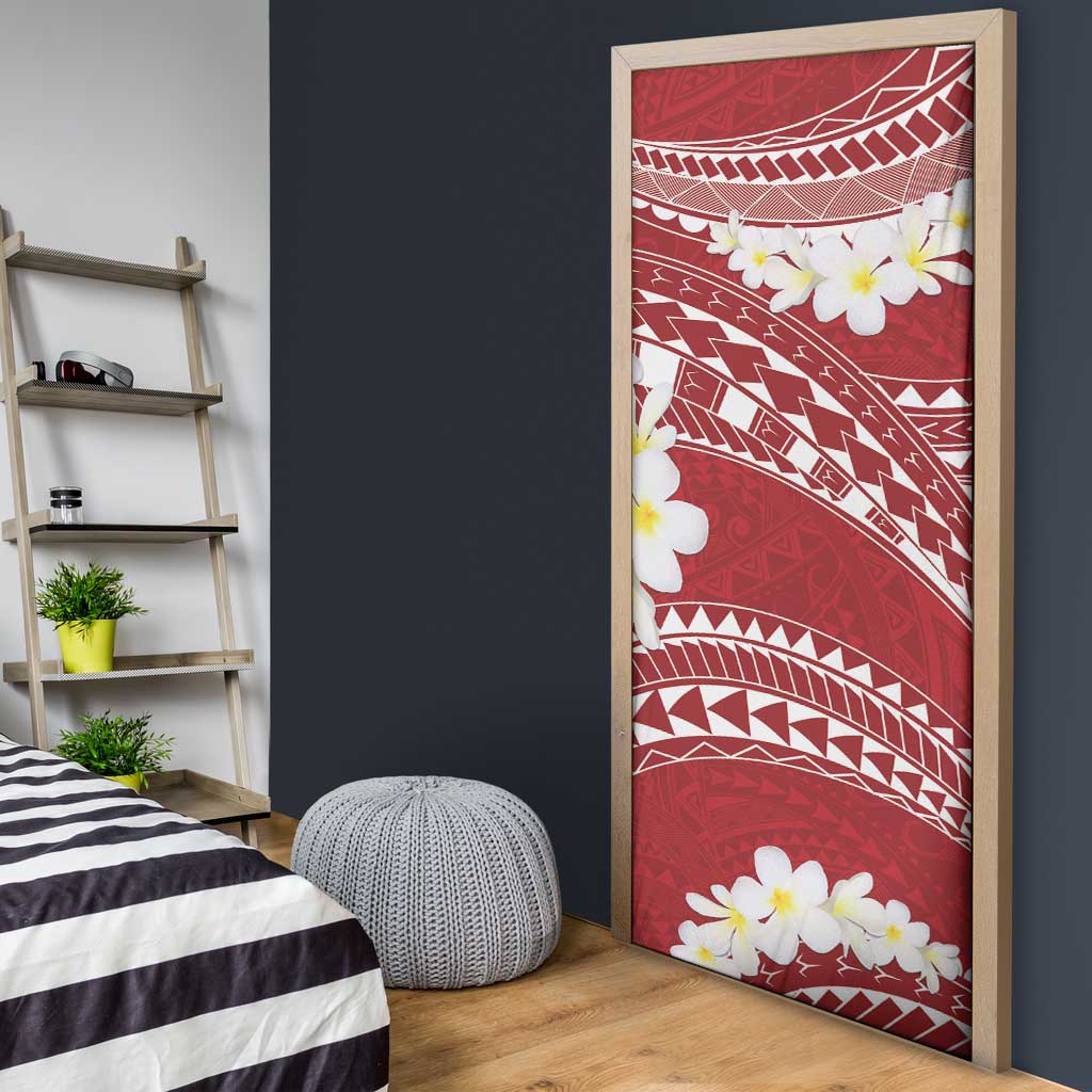 Polynesian Vintage Floral Door Cover Scarlet Motifs - Polynesian Pride