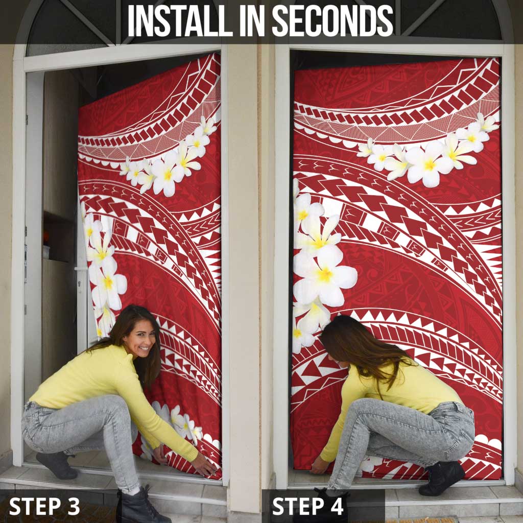 Polynesian Vintage Floral Door Cover Scarlet Motifs - Polynesian Pride
