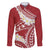 Polynesian Vintage Floral Family Matching Long Sleeve Bodycon Dress and Hawaiian Shirt Scarlet Motifs - Polynesian Pride