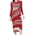 Polynesian Vintage Floral Family Matching Long Sleeve Bodycon Dress and Hawaiian Shirt Scarlet Motifs - Polynesian Pride