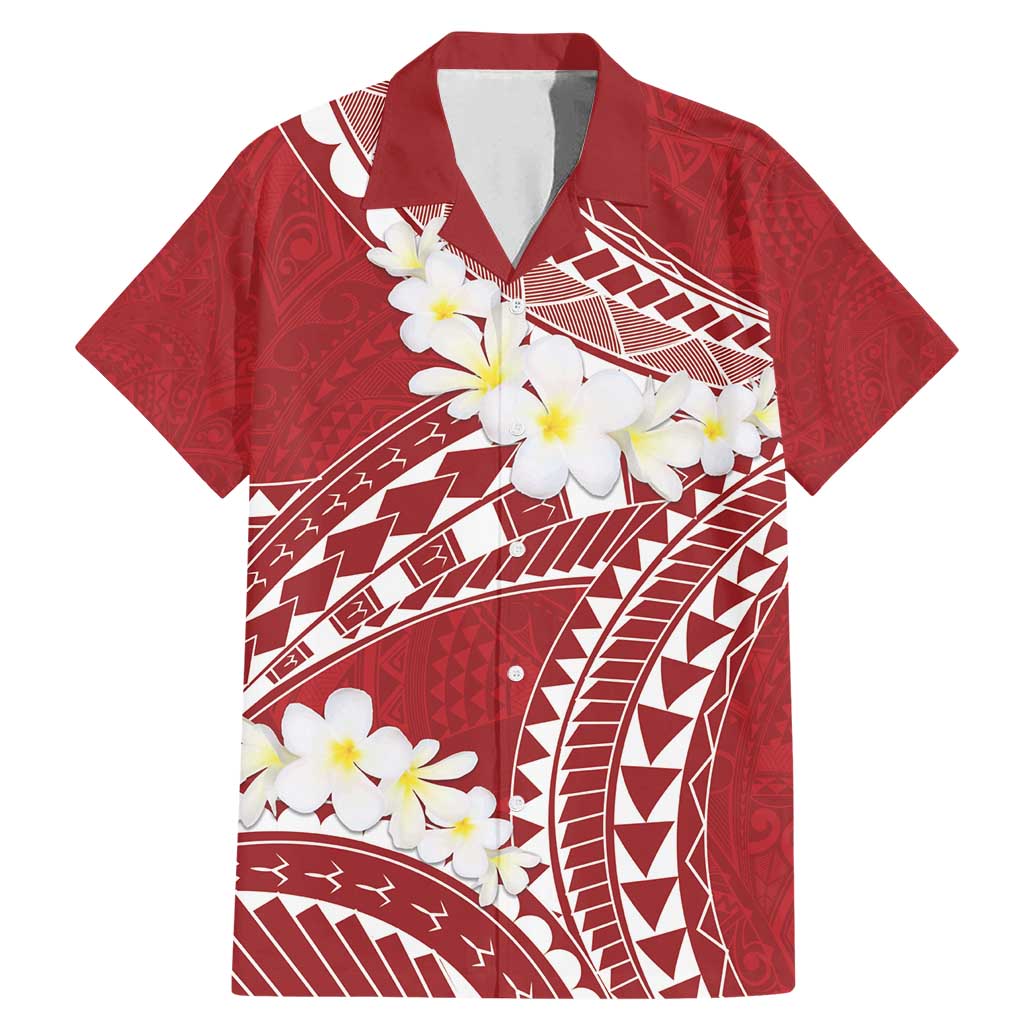 Polynesian Vintage Floral Family Matching Mermaid Dress and Hawaiian Shirt Scarlet Motifs LT7 Dad's Shirt - Short Sleeve Scarlet - Polynesian Pride