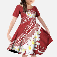 Polynesian Vintage Floral Family Matching Off The Shoulder Long Sleeve Dress and Hawaiian Shirt Scarlet Motifs - Polynesian Pride