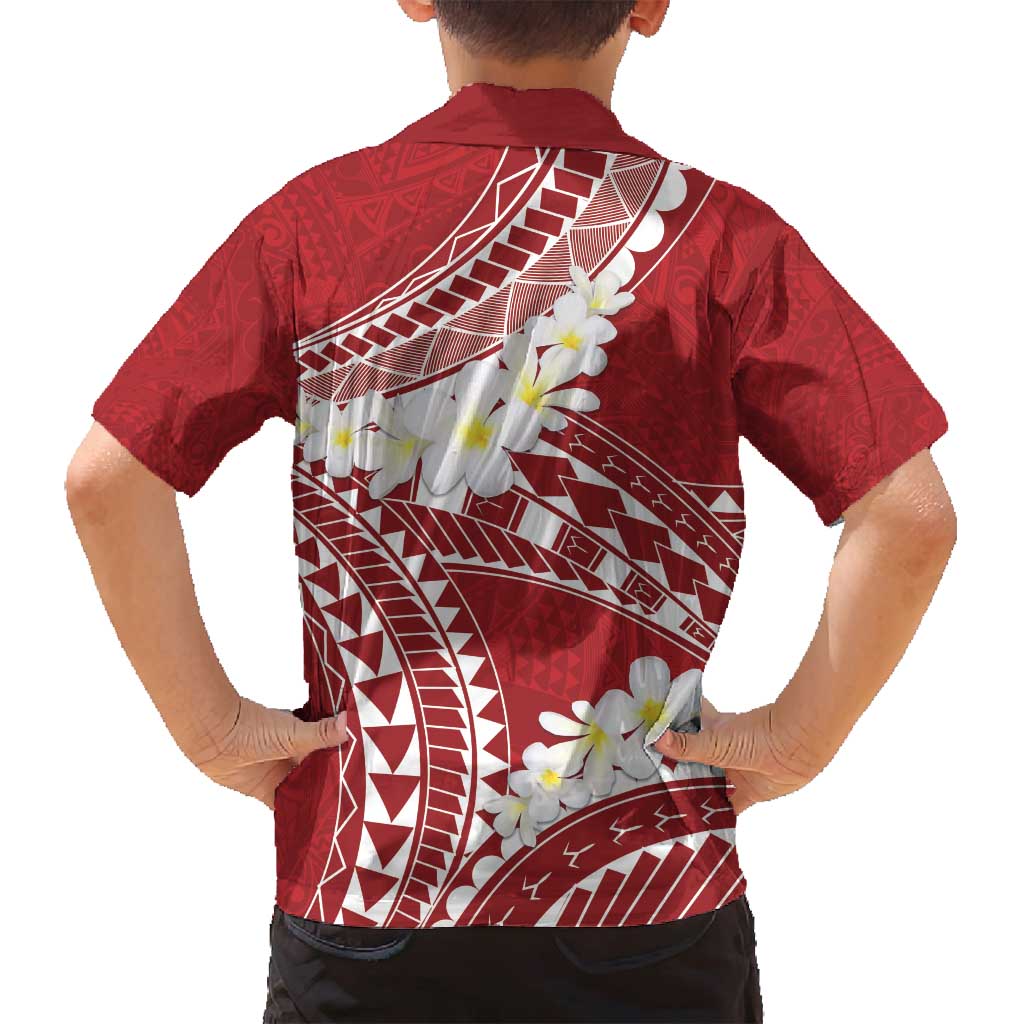 Polynesian Vintage Floral Family Matching Off Shoulder Short Dress and Hawaiian Shirt Scarlet Motifs LT7 - Polynesian Pride