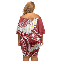 Polynesian Vintage Floral Family Matching Off Shoulder Short Dress and Hawaiian Shirt Scarlet Motifs LT7 - Polynesian Pride