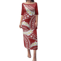 Polynesian Vintage Floral Family Matching Puletasi and Hawaiian Shirt Scarlet Motifs - Polynesian Pride
