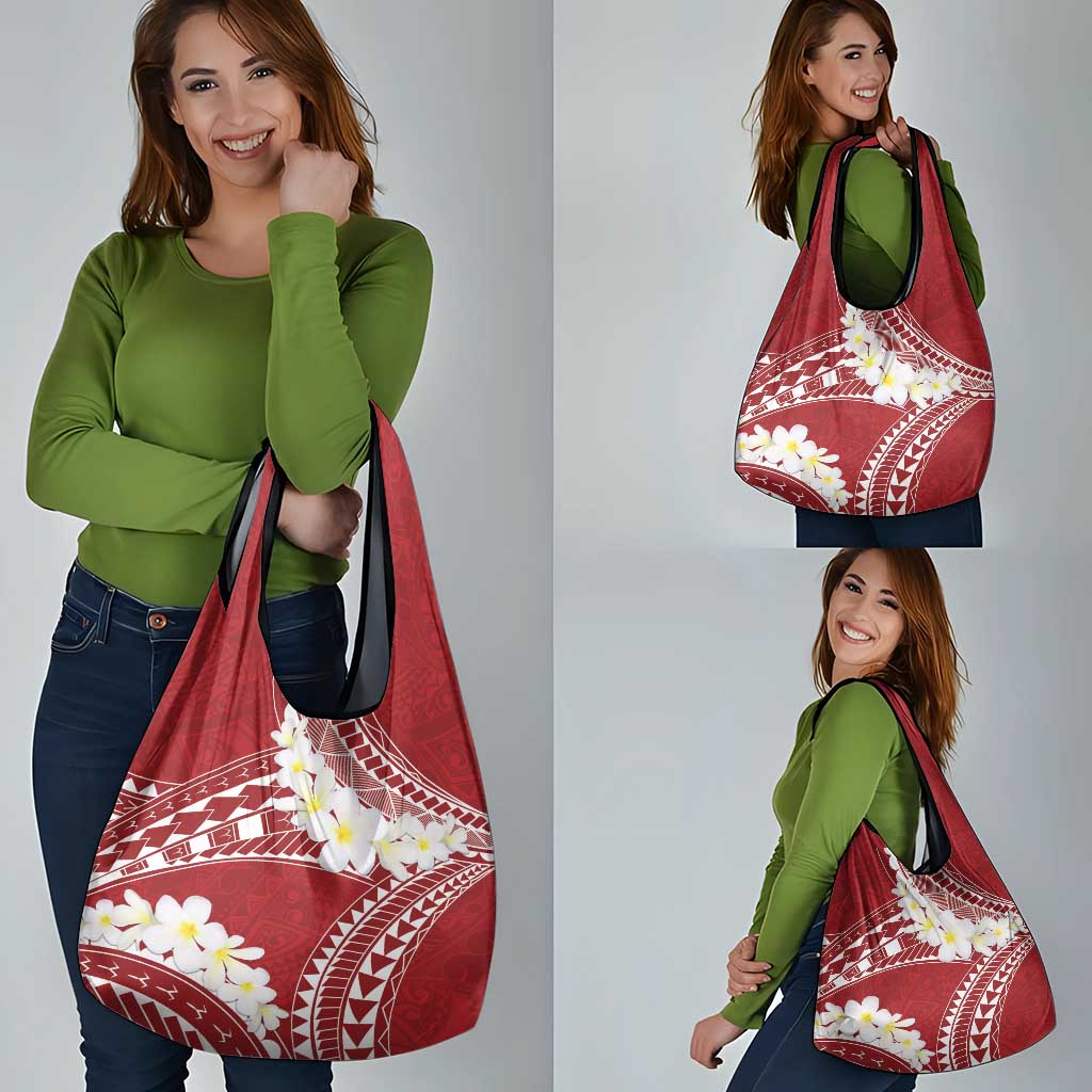 Polynesian Vintage Floral Grocery Bag Scarlet Motifs - Polynesian Pride