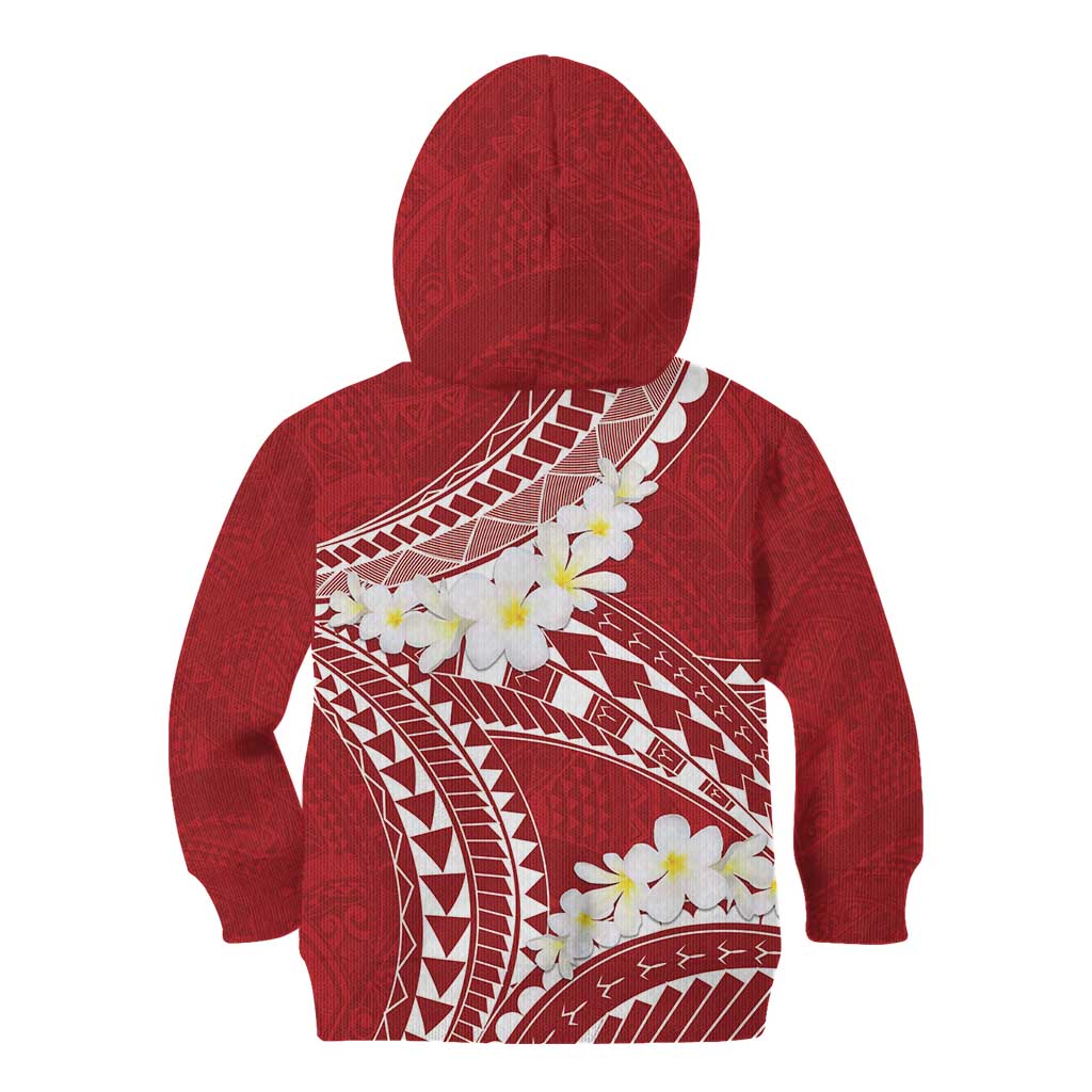 Polynesian Vintage Floral Kid Hoodie Scarlet Motifs - Polynesian Pride
