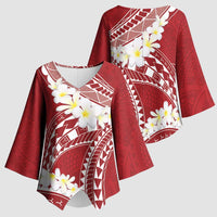 Polynesian Vintage Floral Kimono Sleeve Blouse Scarlet Motifs - Polynesian Pride