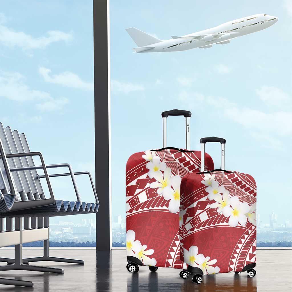 Polynesian Vintage Floral Luggage Cover Scarlet Motifs - Polynesian Pride