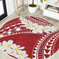 Polynesian Vintage Floral Round Carpet Scarlet Motifs - Polynesian Pride