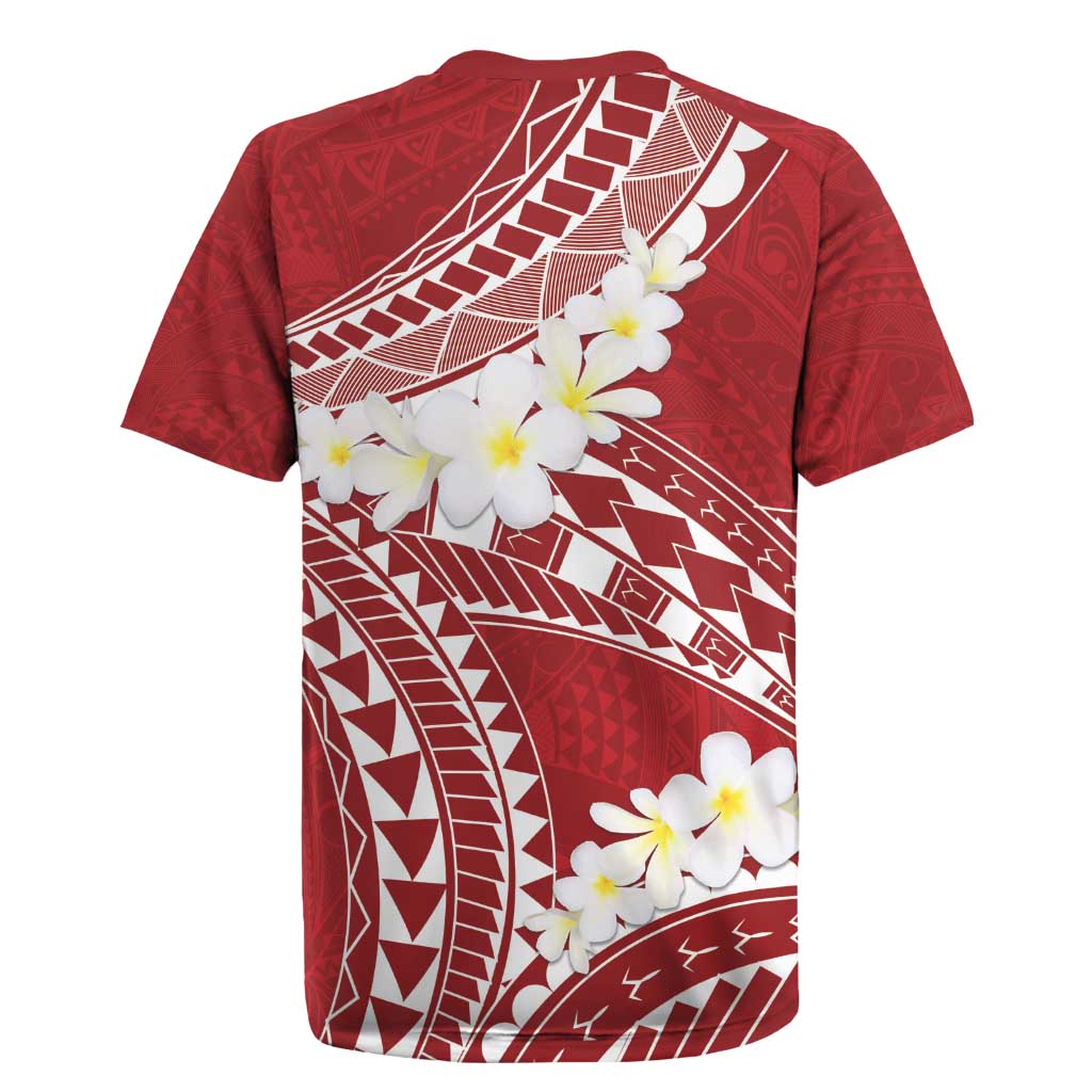 Polynesian Vintage Floral Rugby Jersey Scarlet Motifs - Polynesian Pride