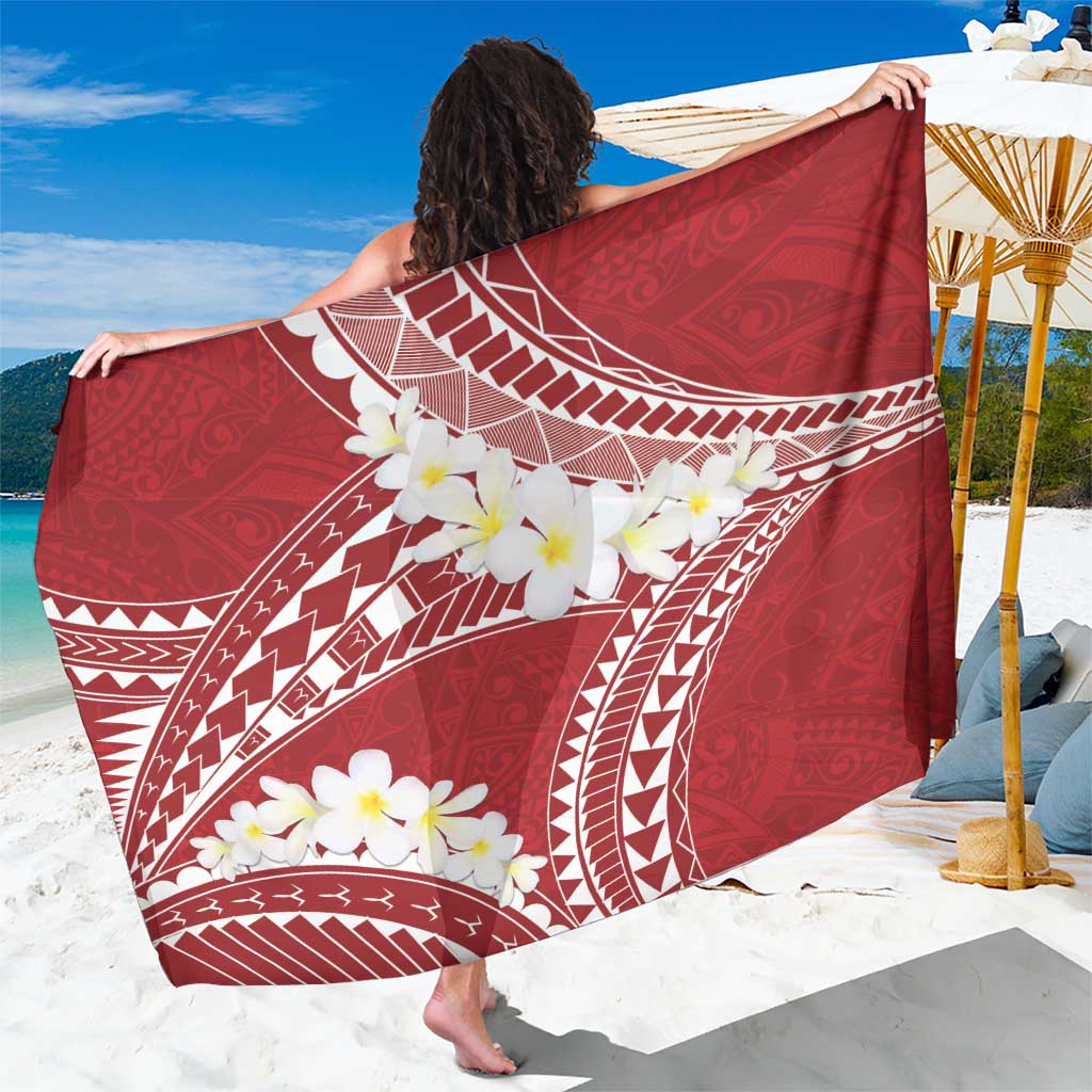 Polynesian Vintage Floral Sarong Scarlet Motifs LT7 One Size 44 x 66 inches Scarlet - Polynesian Pride