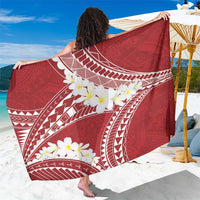 Polynesian Vintage Floral Sarong Scarlet Motifs LT7 One Size 44 x 66 inches Scarlet - Polynesian Pride