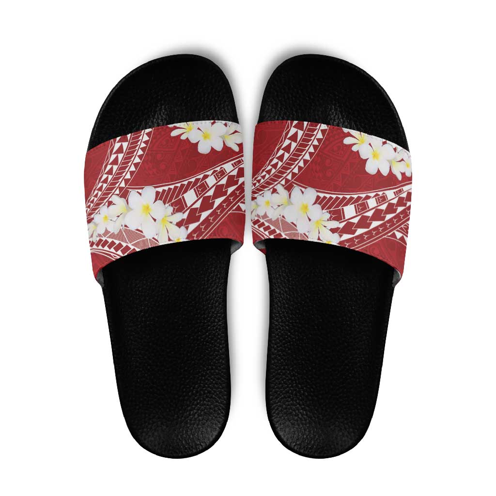 Polynesian Vintage Floral Slide Sandals Scarlet Motifs LT7 Scarlet - Polynesian Pride