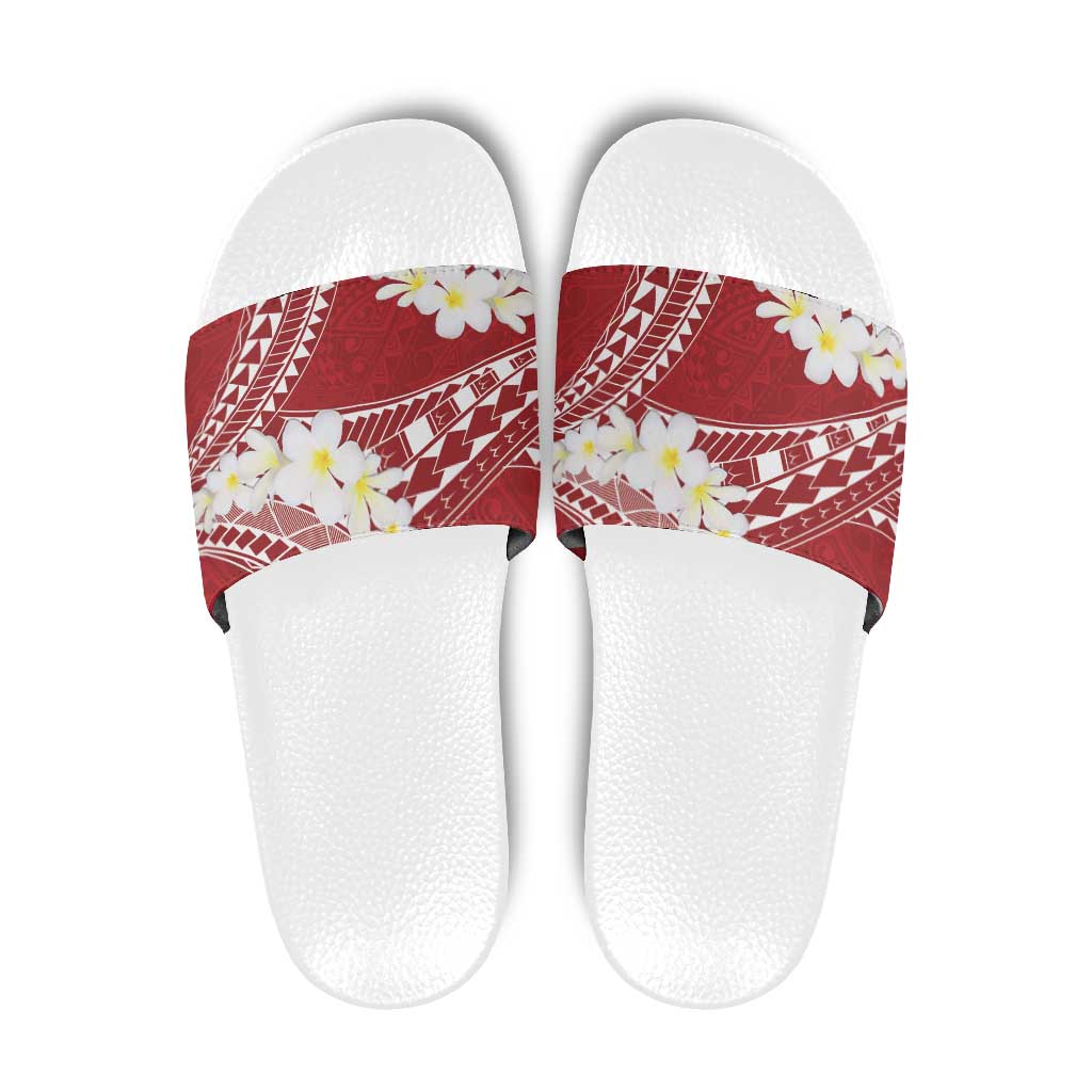 Polynesian Vintage Floral Slide Sandals Scarlet Motifs LT7 Scarlet - Polynesian Pride
