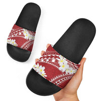 Polynesian Vintage Floral Slide Sandals Scarlet Motifs LT7 - Polynesian Pride