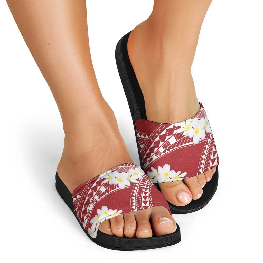 Polynesian Vintage Floral Slide Sandals Scarlet Motifs LT7 - Polynesian Pride