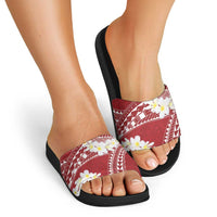 Polynesian Vintage Floral Slide Sandals Scarlet Motifs LT7 - Polynesian Pride