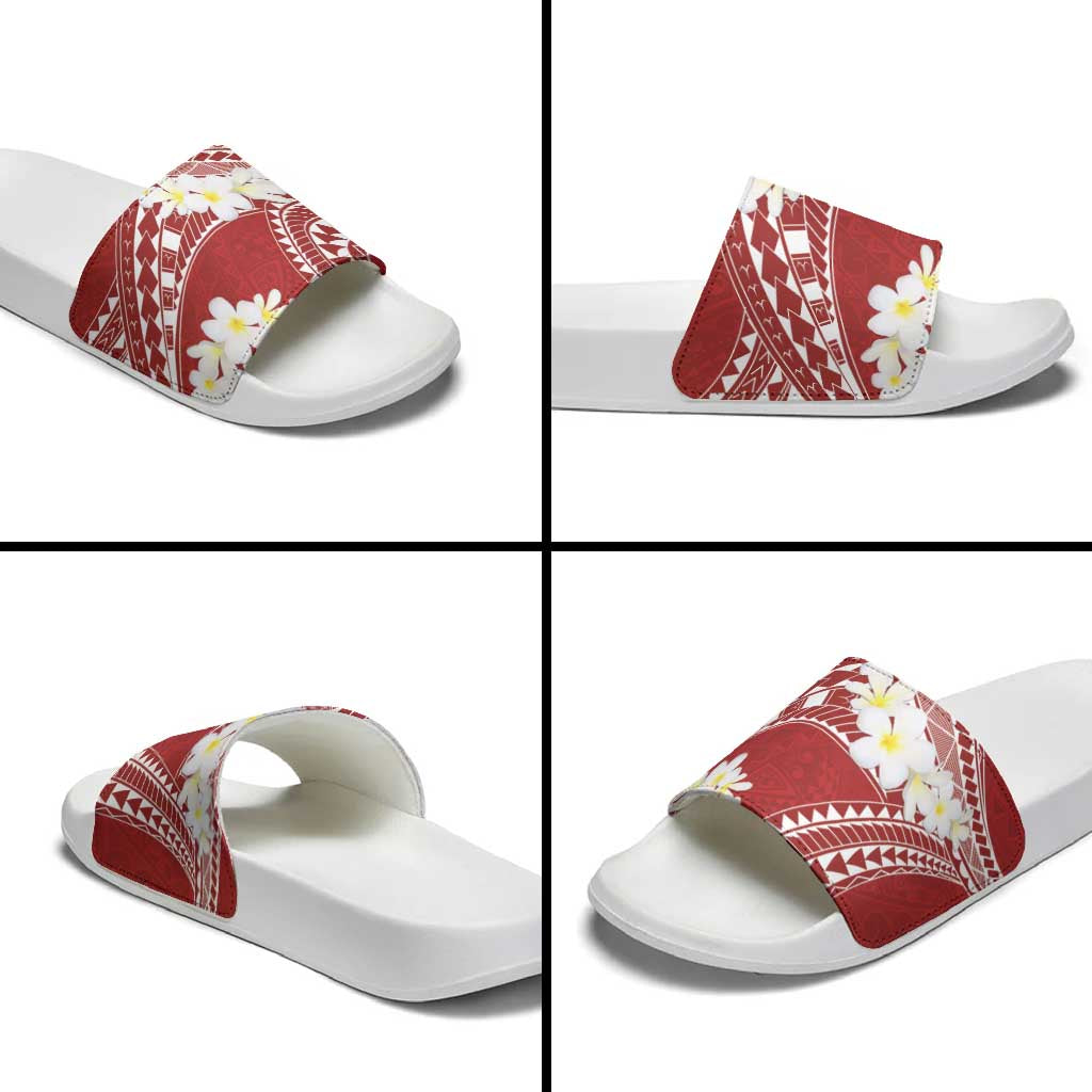 Polynesian Vintage Floral Slide Sandals Scarlet Motifs LT7 - Polynesian Pride